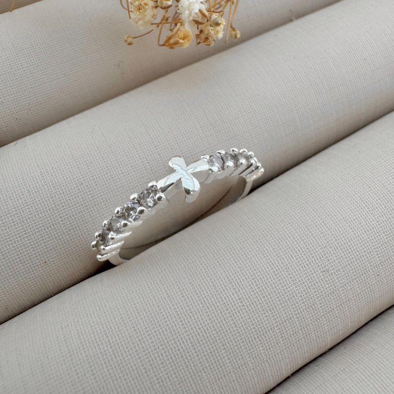 03.2354.1.S - (22) Anel estilo aparador com cruz de malta lisa central