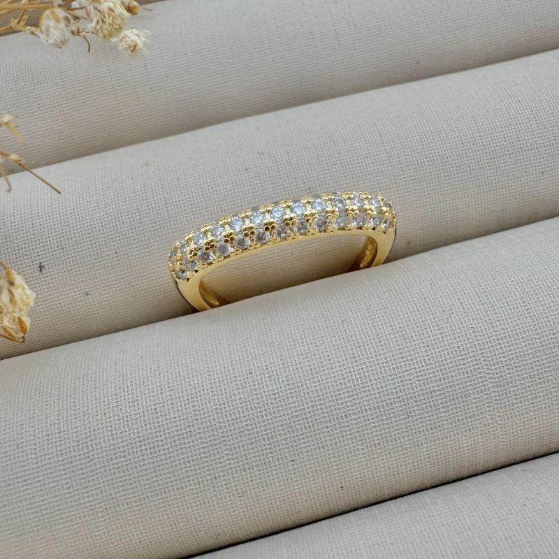 03.2364.1.O - (16) Anel de aro quadrado de cravação clássica estilo aliança