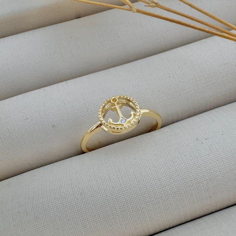 03.2375.0.O - (18) Anel se aro fino com ancora lisa em circulo central