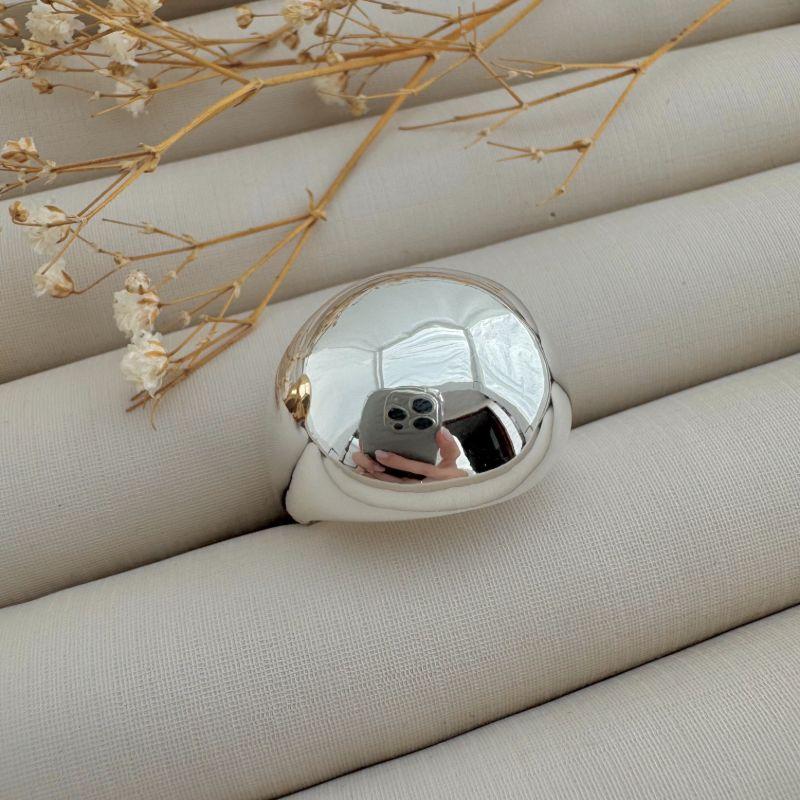 03.2411.0.S - (17) Anel de meia bola alta lisa de aro fino