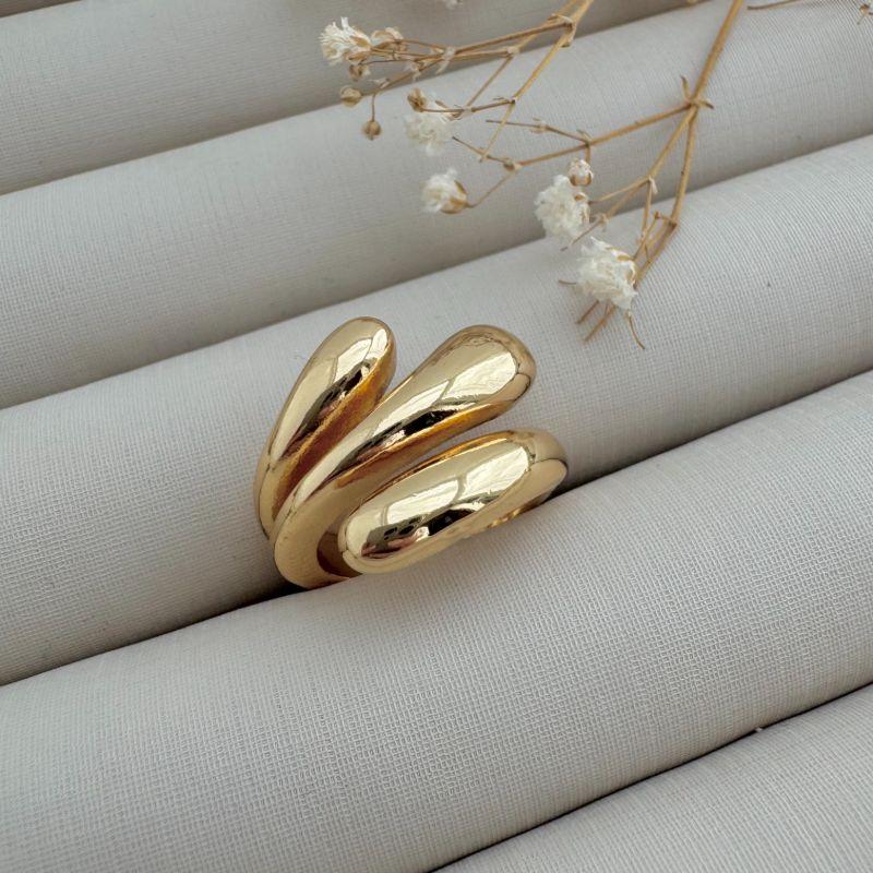 03.2412.0.O - (17) Anel de tres gotas longas lisas efeito splash