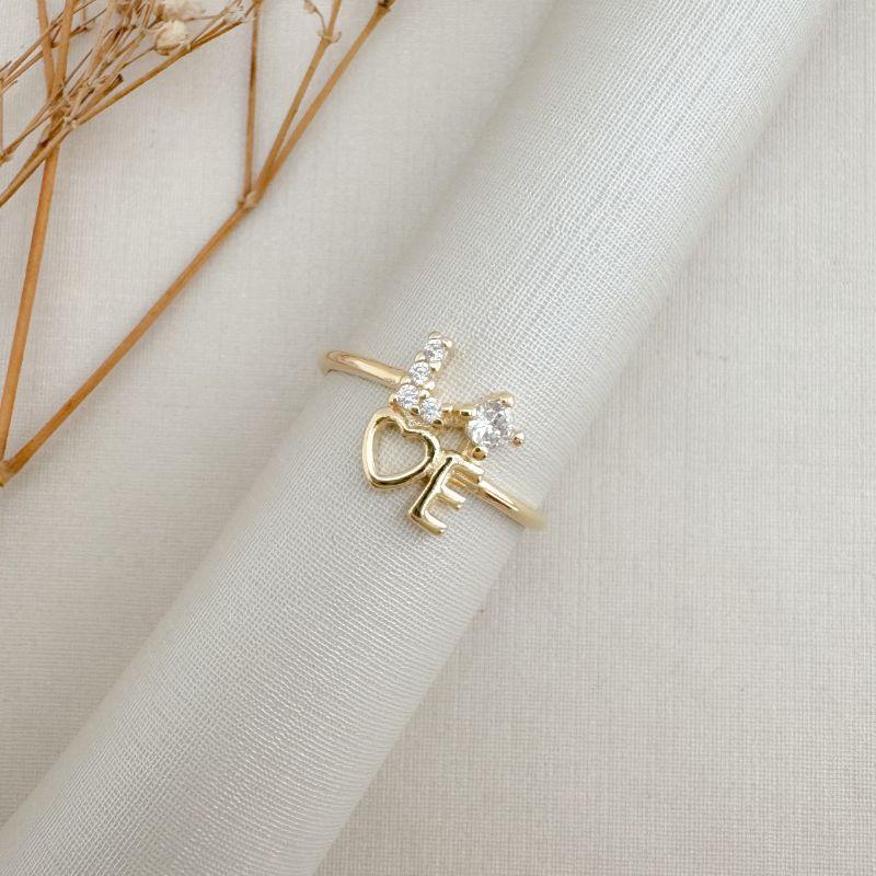 03.2451.1.O - (21) Anel de escrita LOVE se cada letra em estilo diferente