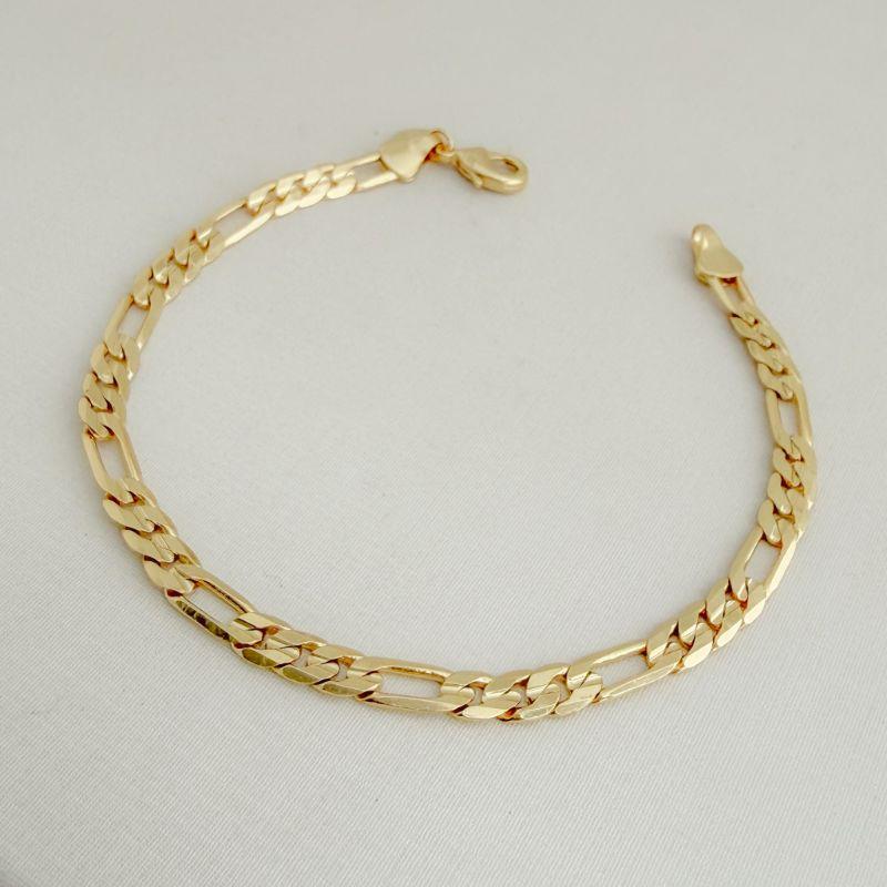 12.1921.0.O - Pulseira de elos figaro tres/um lisos de 0,45cm