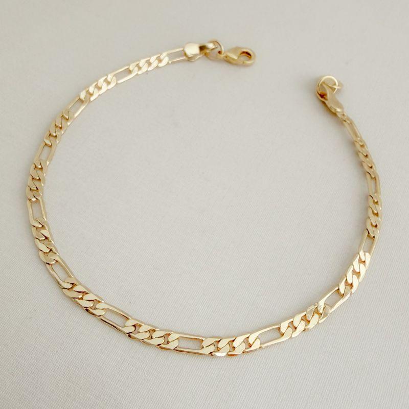 12.1928.0.O - Pulseira de elos figaro tres/um polido em 0,3cm