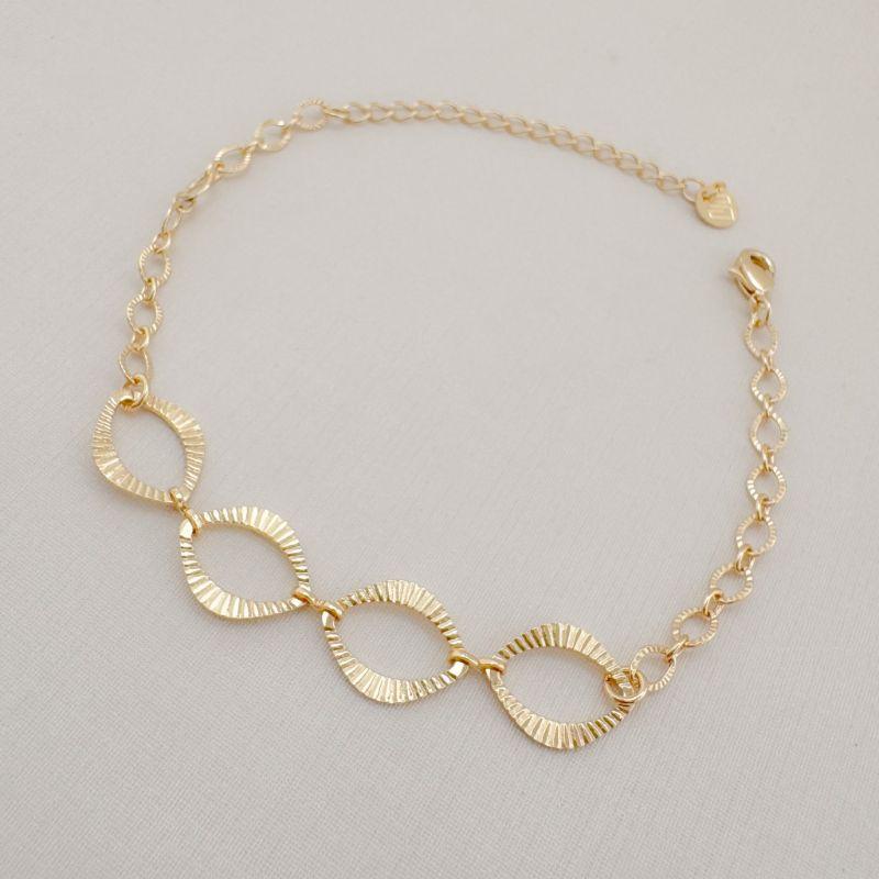 12.2118.0.O - Pulseira em elos navetes largos lisos em efeito sol