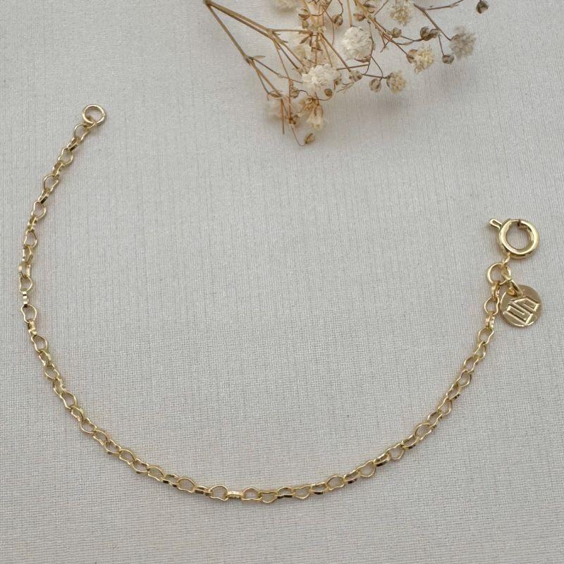 12.2121.0.O - Pulseira infantil de elos de coração lisos simples