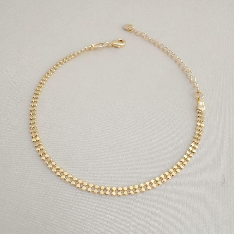 12.2213.0.O - Pulseira de malha de bolinhas lisas polidas em fecho lagosta