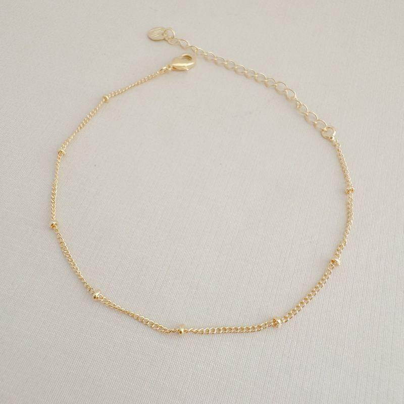 12.2223.0.O - Pulseira de elos grumet com bolinhas lisas espaçadas lisas