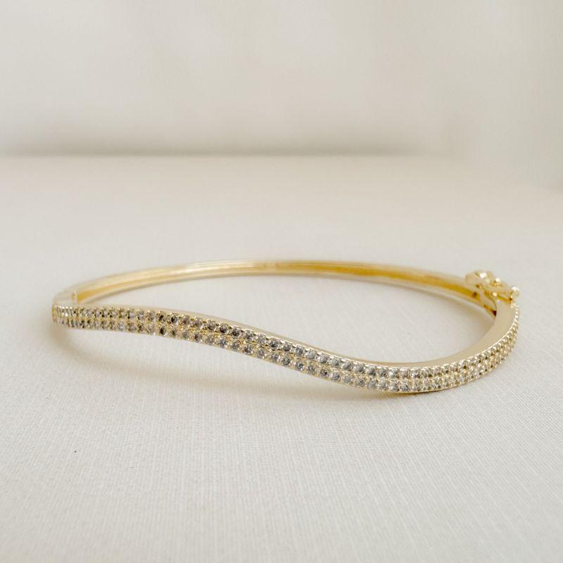 04.0216.1.O - Bracelete de duas colunas de cravação em efeito onda sem bora