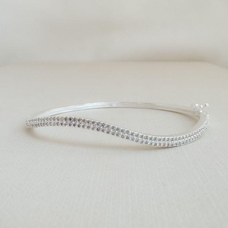 04.0216.1.S - Bracelete de duas colunas de cravação em efeito onda sem bora