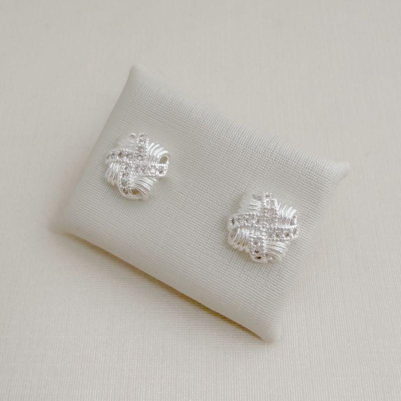 07.2431.1.S - Brinco de quatro barras cravejadas em estilo moinho com círculos lisos