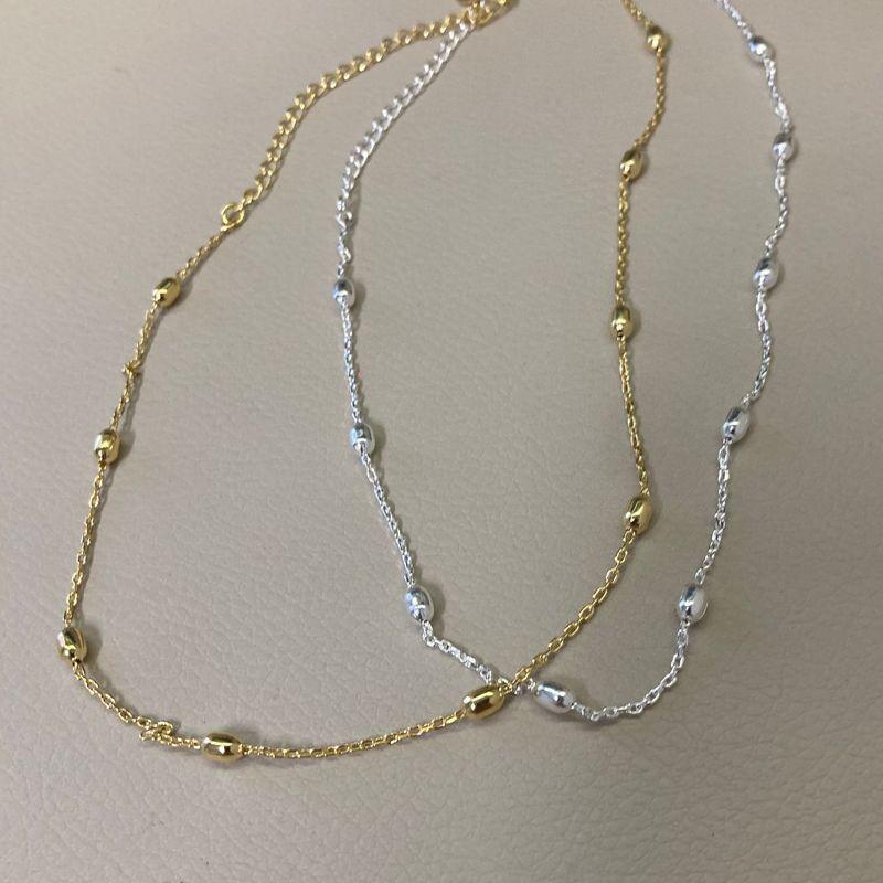 09.1852.0.S - (30+ext) Colar elos insp. cartier com boias ovais lisas