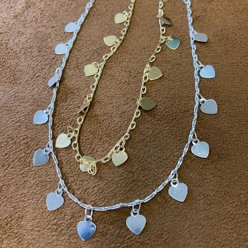 09.1891.0.S - (35) Choker de pingentes de corações em chapas lisas