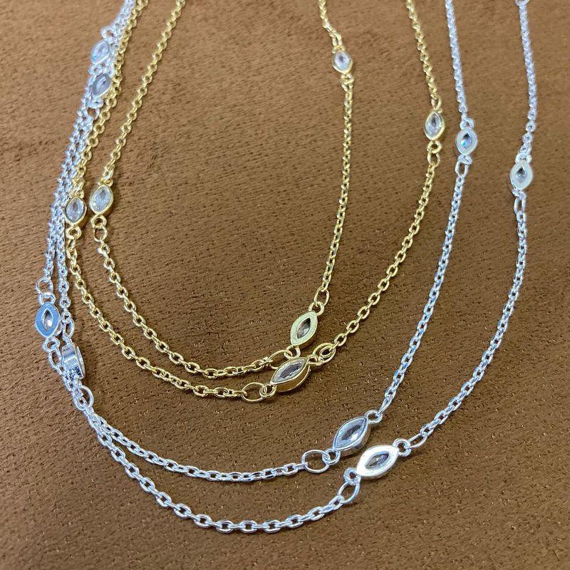 09.1917.1.S - (35) Colar de elos ovais com navetes em ingles intercalados