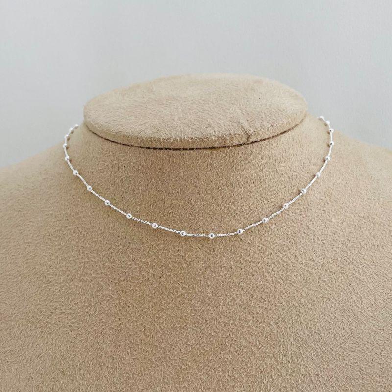 09.2221.0.S - (40) Colar veneziana com bolinhas lisas espaçadas e extensor no fecho