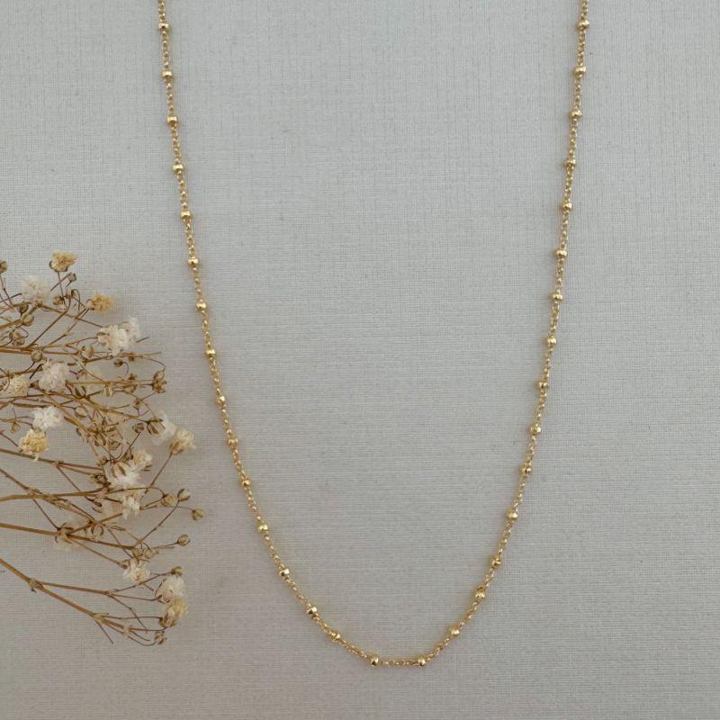 09.2232.0.O - (36+8) Colar de elos ovais com mini bolinhas lisas espaçadas