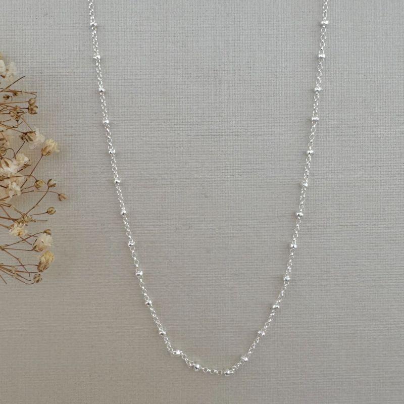 09.2232.0.S - (36+8) Colar de elos ovais com mini bolinhas lisas espaçadas