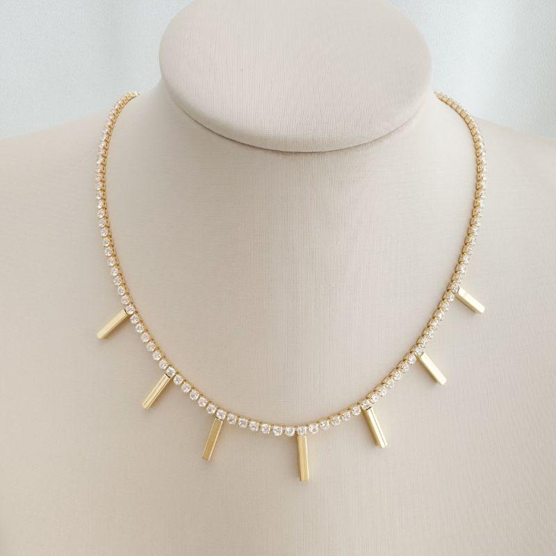 09.2356.1.O - (32) Colar de veneziana clássica com sete tubos quadrados lisos em efeito sol