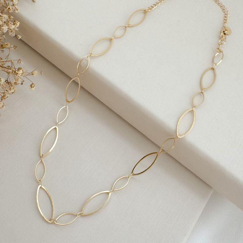 09.2394.0.O - (32) Choker de elos grandes em formato navetes lisos