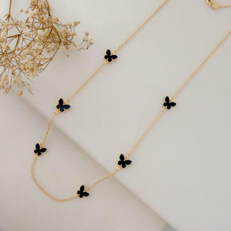 09.2413.2.O - (58) Colar estilo teffany em borboletas de resina com borda lisa