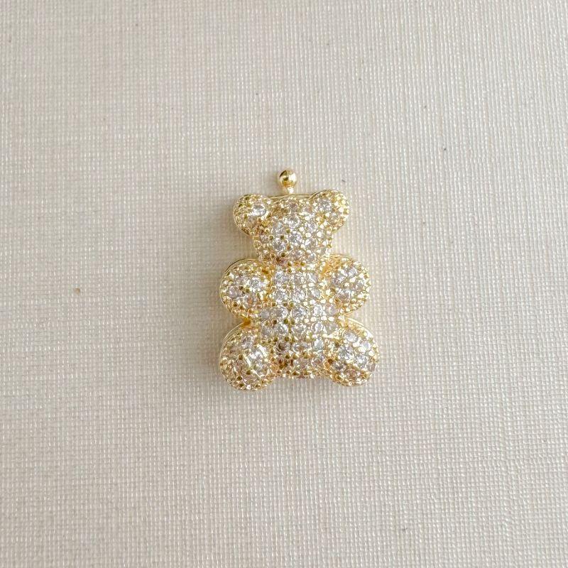 11.0605.1.O - Pingente para corrente de fita de formato ursinho cravejado