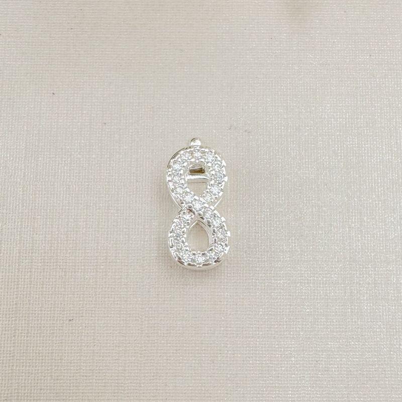 11.0607.1.S - Pingente de corrente de fita em formato infinito cravejado