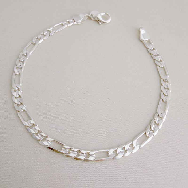 12.1921.0.S - Pulseira de elos figaro tres/um lisos de 0,45cm