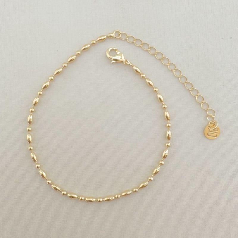 12.2224.0.O - Pulseira de malha pneumática  em oval e bolinhas lisas