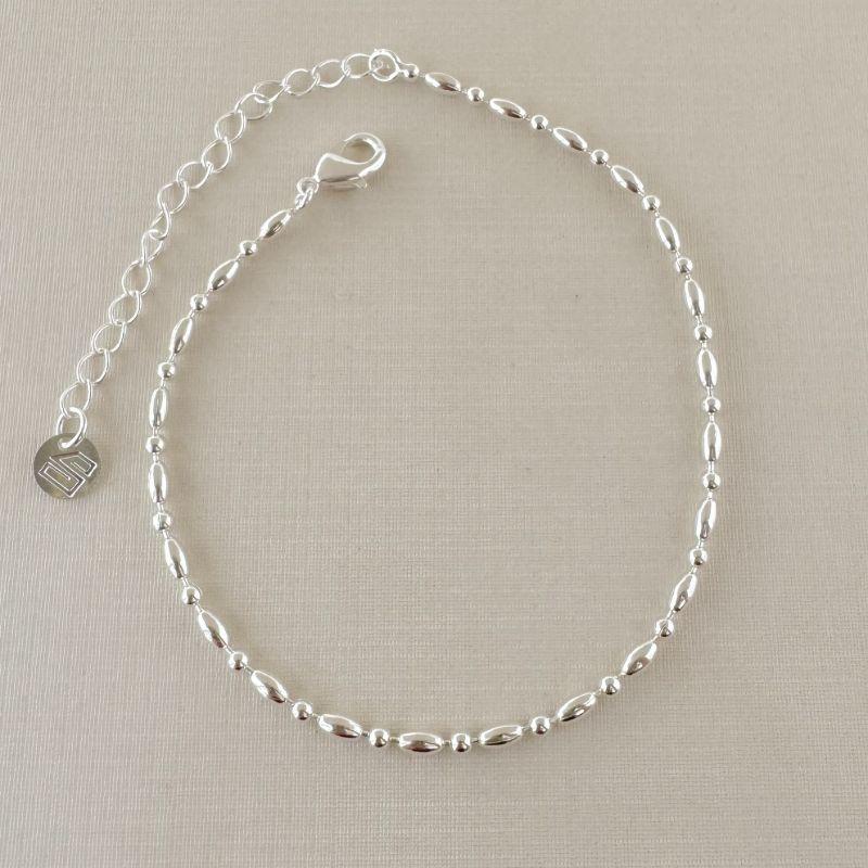 12.2224.0.S - Pulseira de malha pneumática  em oval e bolinhas lisas