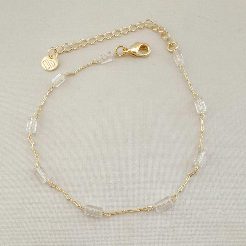 12.2230.1.O - Pulseira de elos longos finos com canutilhos retangulares