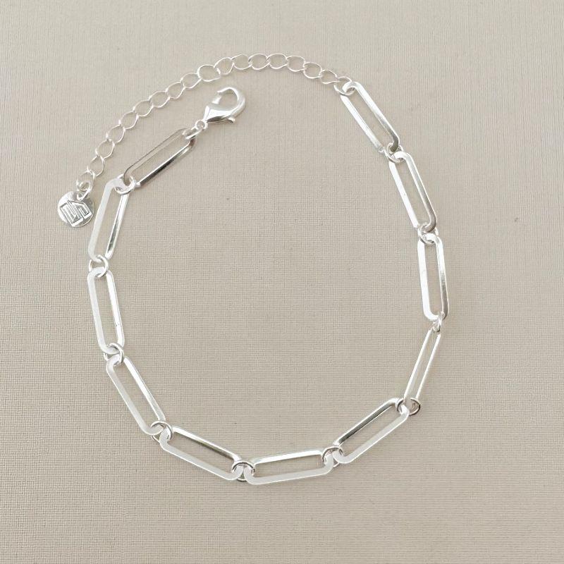 12.2233.0.S - Pulseira de elos longos com borda ovaladas e elos circulares