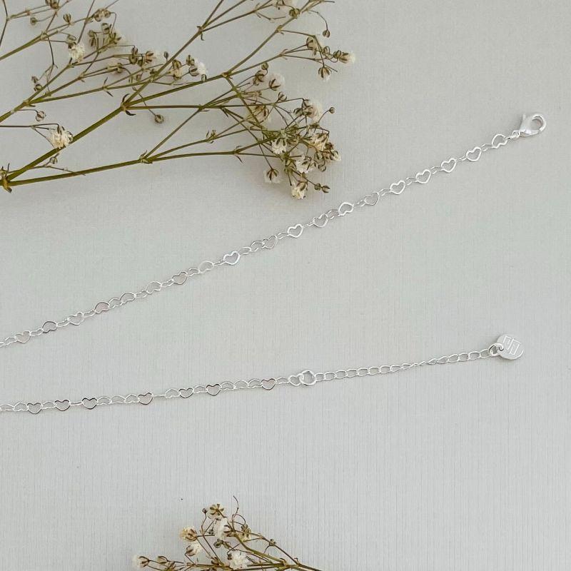 14.0302.0.S - Tornozeleira de elos coração lisos simples pequeno