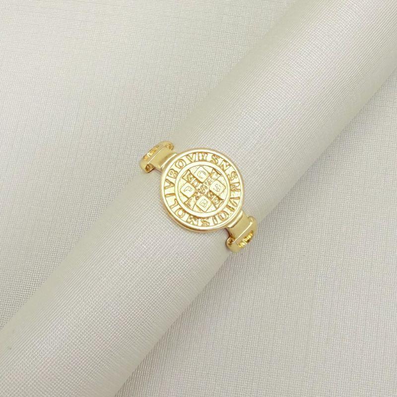 03.2520.0.O - (16) Anel de moeda São Bento lisa em aro elo fivela liso