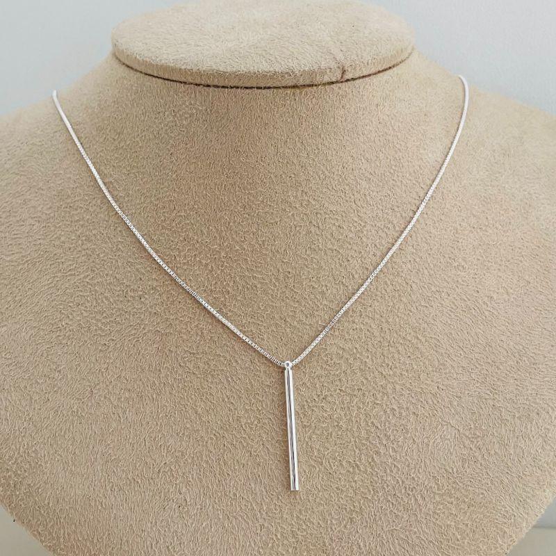 09.2129.0.S - (40) Colar veneziana com pingente de tubo longo circular liso, extensor de 10cm