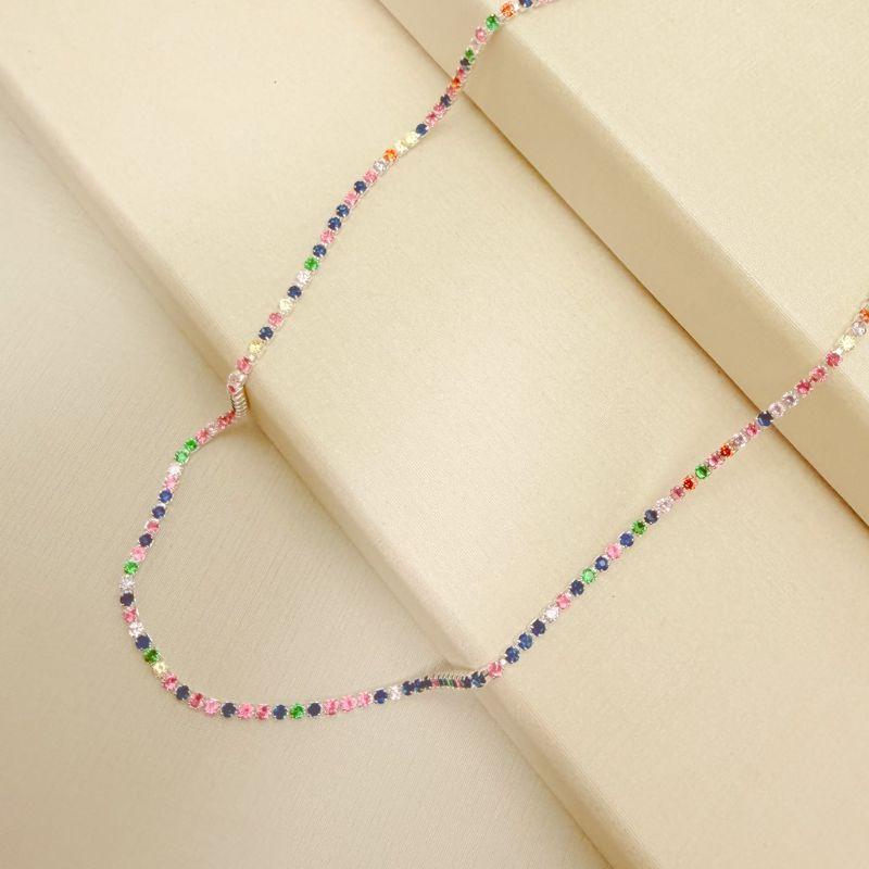 09.2429.C.S - (37) Choker riviera colorida 2mm de espessura.