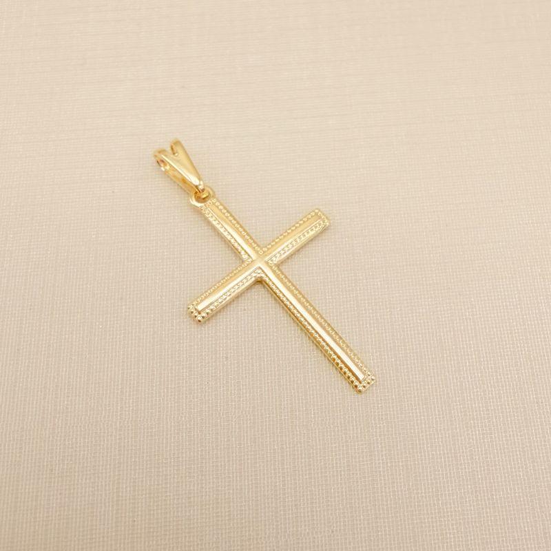 11.0611.0.O - Pingente cruz 16x23mm lisa com borda pontilhada