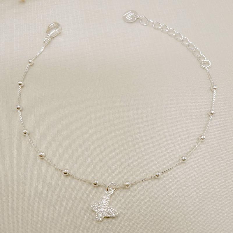 12.2238.1.S - Pulseira infantil veneziana com bolinhas e pingente de mini borboleta cravejada.