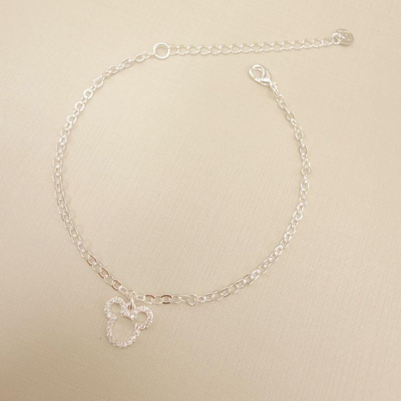 12.2239.1.S - Pulseira de elo americano e pingente silhueta de Mickey cravejado