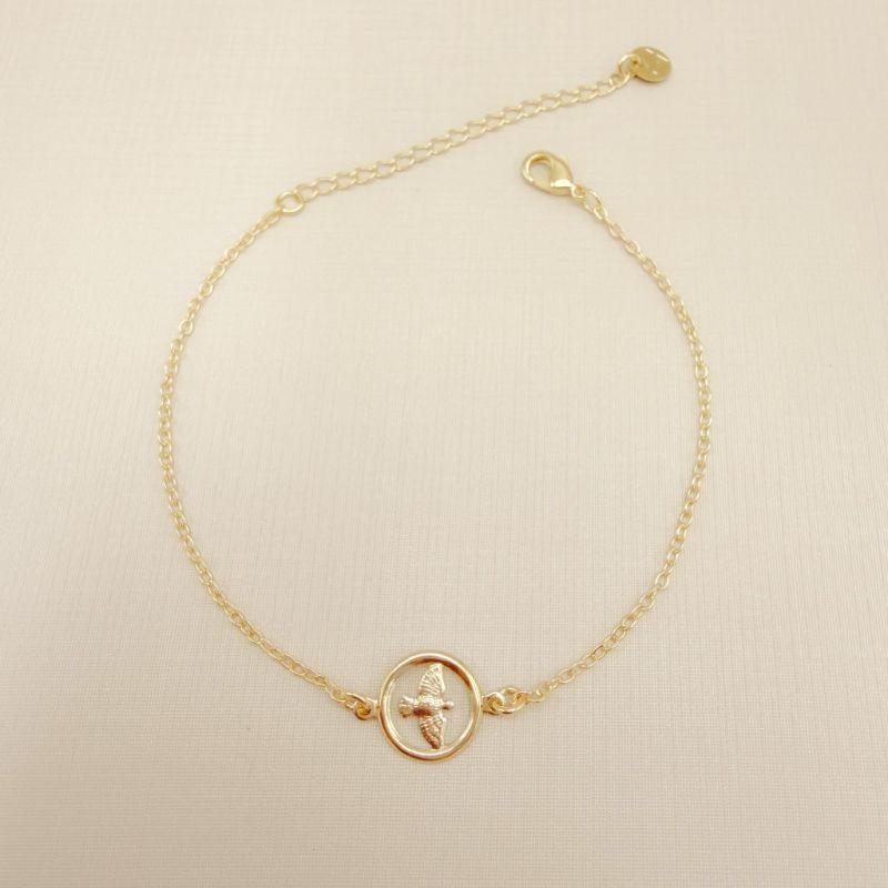 12.2242.0.O - Pulseira de elo americano com entremeio medalha de Espírito Santo.