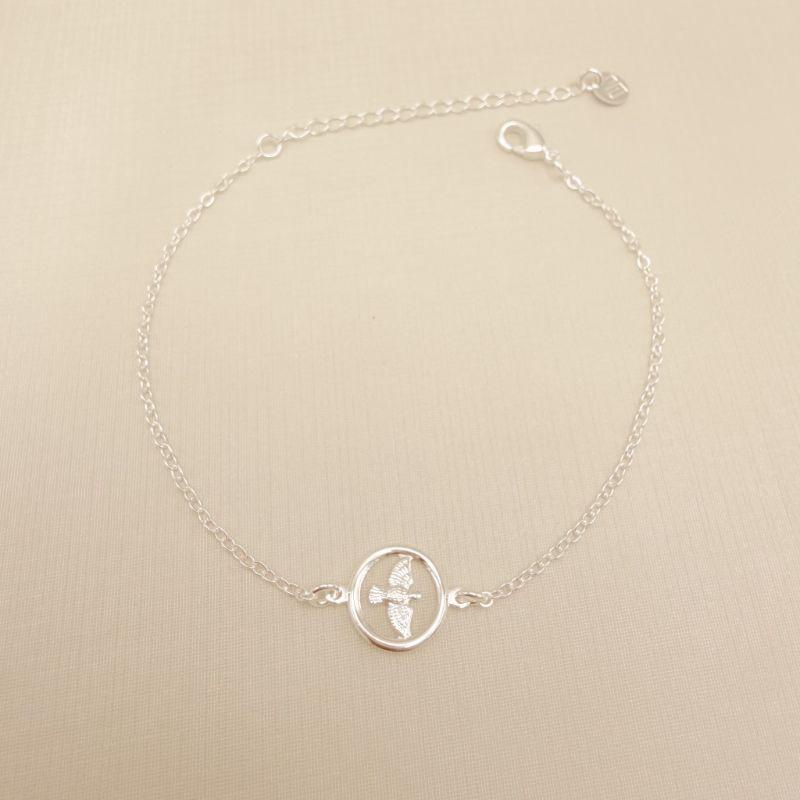 12.2242.0.S - Pulseira de elo americano com entremeio medalha de Espírito Santo.