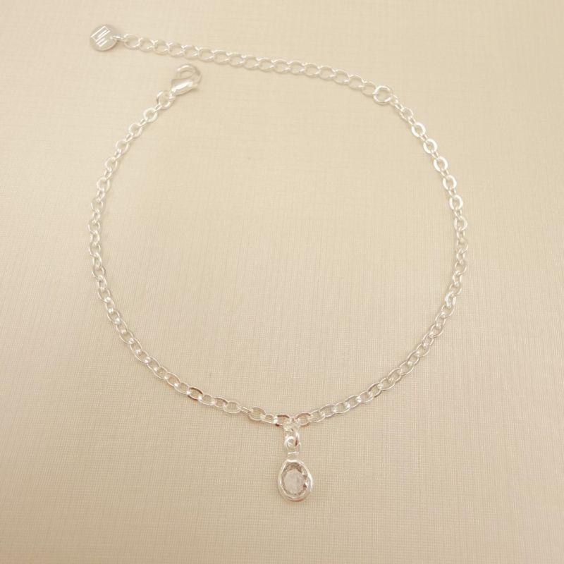 12.2251.1.S - Pulseira de elo americano com pingente ponto de luz cravação inglesa.