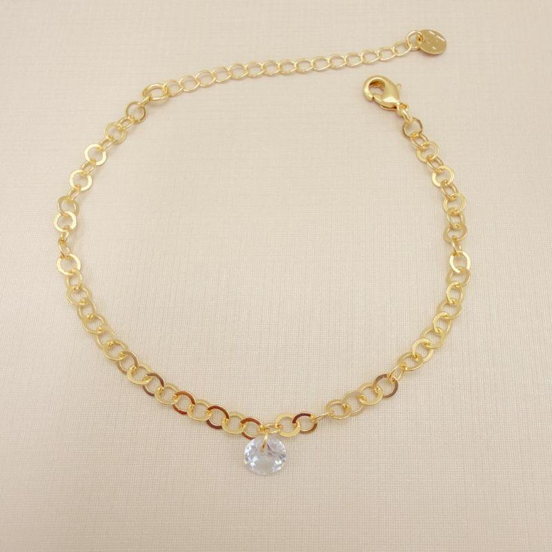 12.2258.1.O - Pulseira elo americano 3,7mm com pingente ponto de luz simples