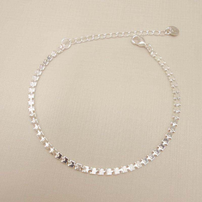 12.2260.0.S - Pulseira quadradinhos duplos interligados.