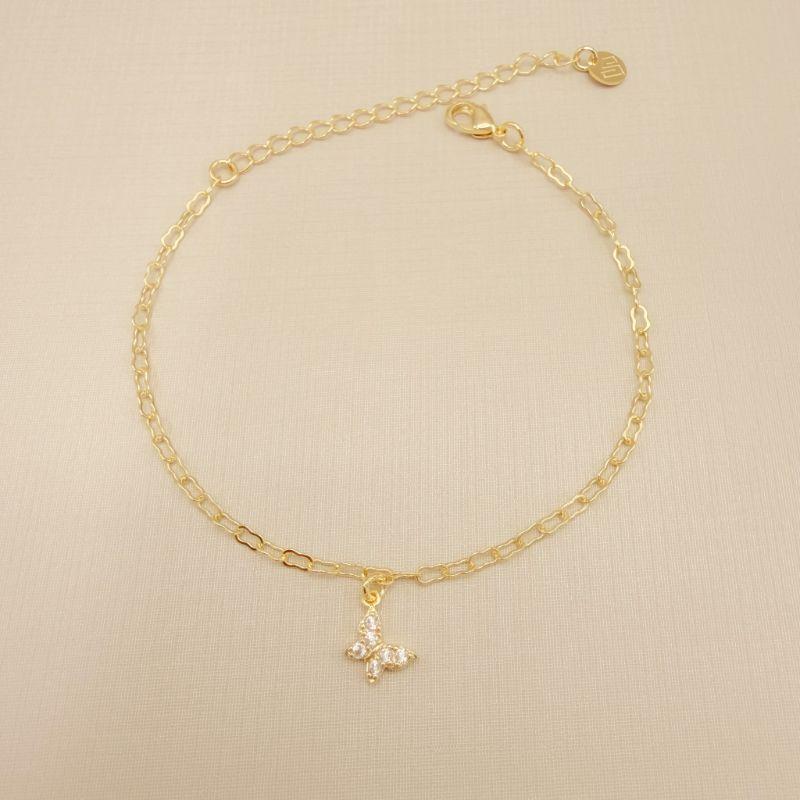 12.2263.1.O - Pulseira elo oito com pingente de borboleta cravejada