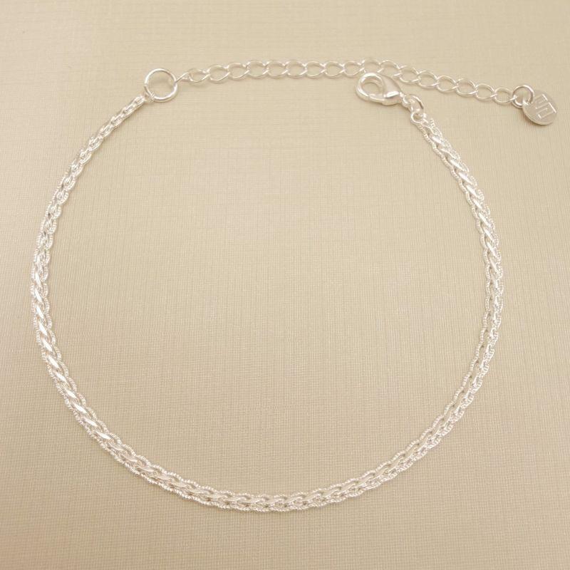 12.2267.0.S - Pulseira malha trança dupla com fios internos lisos e fios externos trabalhados 2,4mm.