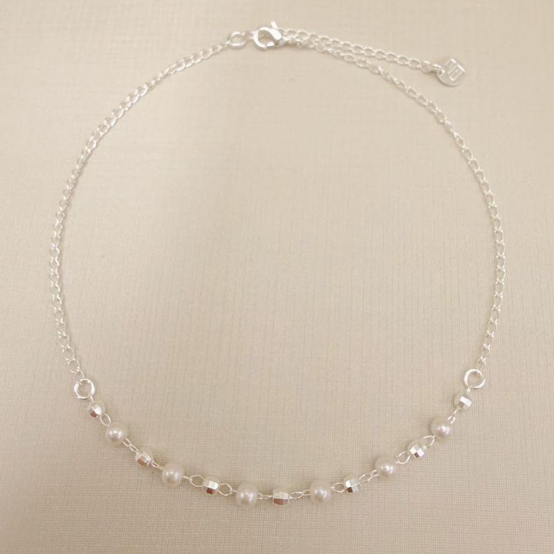 14.0316.15.S - Tornozeleira bolinhas disco intercaladas com pérola lisas