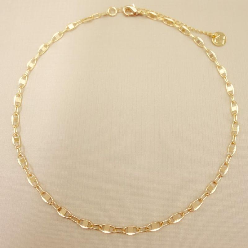 14.0330.0.O - Tornozeleira elo insp. Gucci formato fígaro 1x1, interligado por elo longo fino.