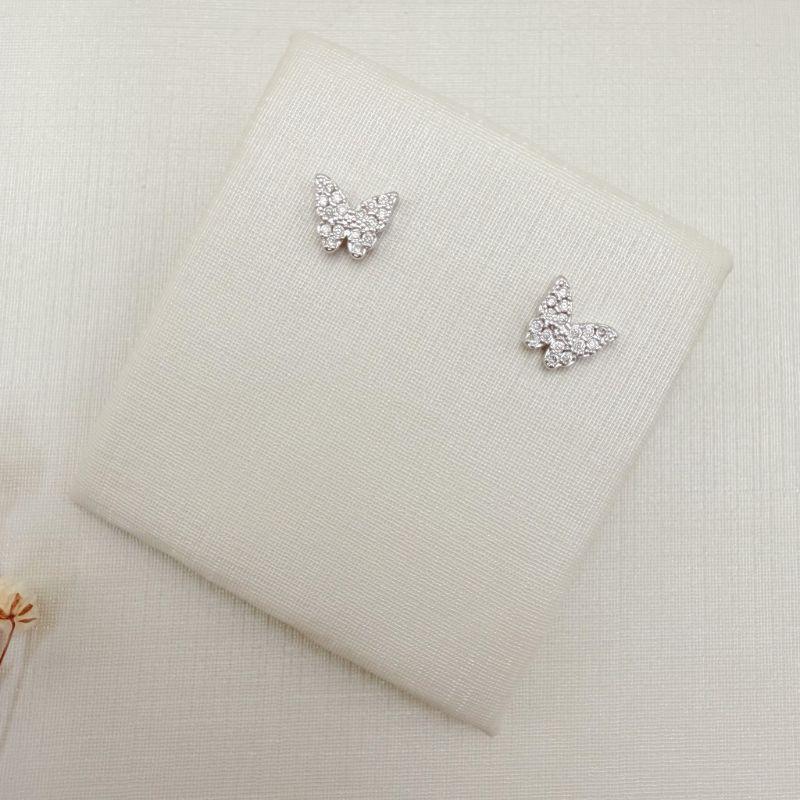 07.2856.1.B - Brinco de formato borboleta toda cravejada