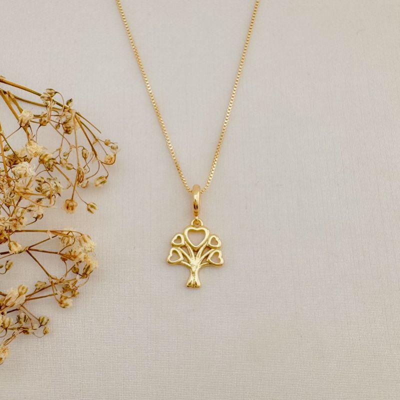 09.2383.0.O - (45) Colar de pingente arvore com corações por folhas