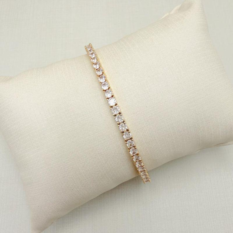 12.2277.1.O - Pulseira riviera com galeria e fecho gaveta de pressão